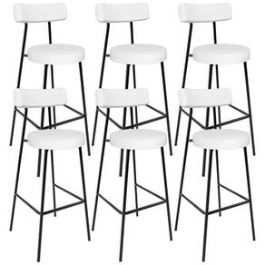 Kit 06 Banquetas Altas Bar Cozinha Sala De Jantar Estrutura Em Aço Milão L02 Facto Branco - Lyam Decor
