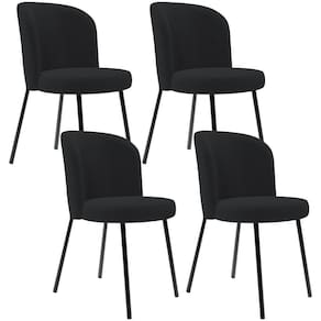 Kit 4 Cadeiras Sala De Jantar Estofada Gavi L02 Bouclê Preto - Lyam Decor