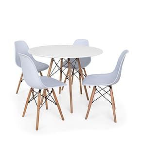 Conjunto Mesa De Jantar Redonda Solo Branca 90cm Com 4 Cadeiras Solo - Branco