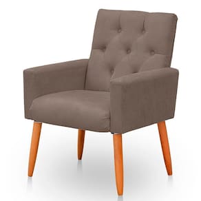 Poltrona Para Sala Reforçada Confortável íris Suede Capuccino