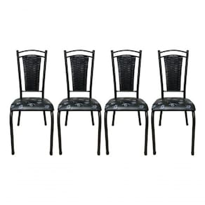 Kit 4 Cadeira De Cozinha Tubular Aço Estofada Encosto Junco