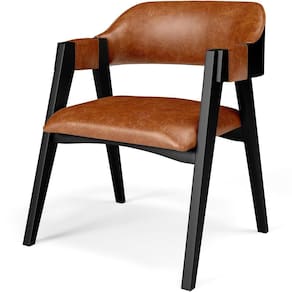 Cadeira Para Sala De Jantar Estar Living Estofada Suran L02 Preto Couríssimo Camel - Lyam Decor