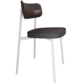 Cadeira Estofada Para Sala De Jantar Astrid Branco C01 Linho Preto Courino Café - Lyam Decor