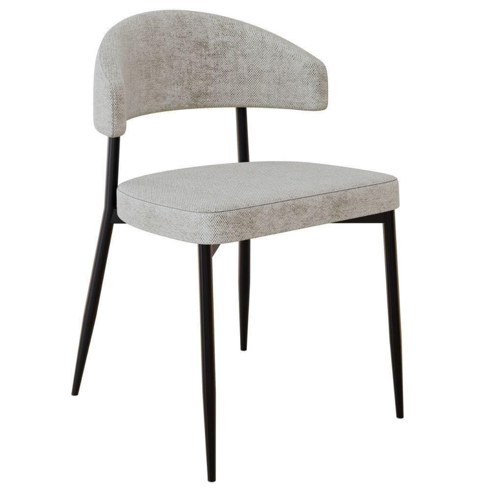 Cadeira Estofada Para Sala De Jantar Serena Preto C01 Linho Lautrec Off White - Lyam Decor