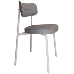 Cadeira Estofada Para Sala De Jantar Astrid Branco C01 Linho Cinza - Lyam Decor