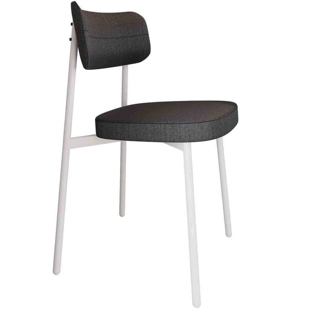 Cadeira Estofada Para Sala De Jantar Astrid Branco C01 Linho Preto - Lyam Decor