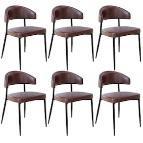 Kit 06 Cadeiras Estofada Para Sala De Jantar Serena Preto C01 Courino Café - Lyam Decor