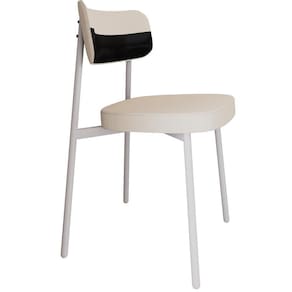 Cadeira Estofada Para Sala De Jantar Astrid Branco C01 Linho Palha Courino Preto - Lyam Decor