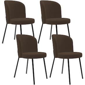 Kit 4 Cadeiras Sala De Jantar Estofada Gavi L02 Suede Marrom - Lyam Decor