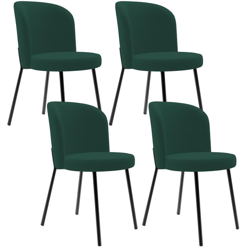 Kit 4 Cadeiras Sala De Jantar Estofada Gavi L02 Suede Verde Musgo - Lyam Decor