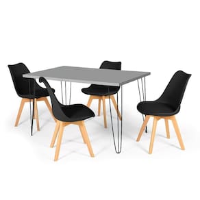 Conjunto Mesa De Jantar Hairpin 130x80 Volpi Com 4 Cadeiras Eiffel Leda - Preto