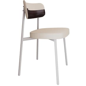 Cadeira Estofada Para Sala De Jantar Astrid Branco C01 Linho Palha Courino Café - Lyam Decor