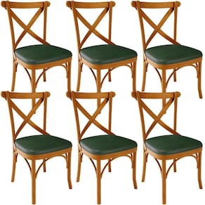 Kit 06 Cadeiras Para Sala De Jantar E Estar Living Estofada ávila L02 Couríssimo Verde Musgo - Lyam