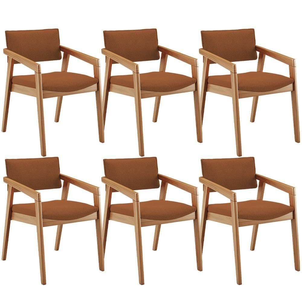 Kit 06 Cadeiras Para Sala De Jantar Estar Living Giorgia B04 Bouclê Terracota - Lyam Decor
