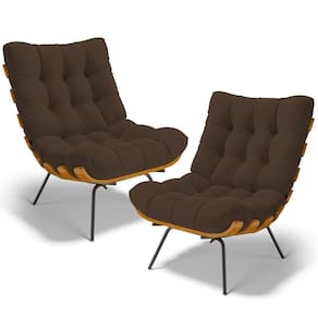 Kit 2 Poltronas Decorativas Costela L02 Suede Marrom - Lyam Decor