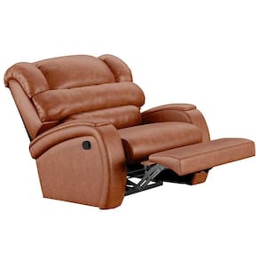 Poltrona Do Papai Reclinável Kalie Manual Gatilho Fh9 Pu Caramelo Brilho - Mpozenato