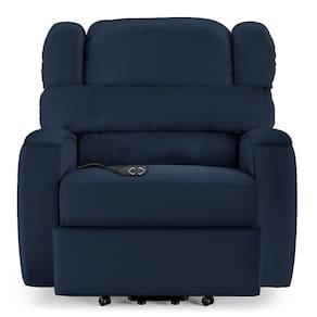 Poltrona Do Papai Reclinável Kalie Elevação Lift Elétrico Fh9 Pu Azul - Mpozenato