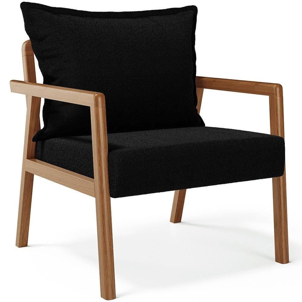 Poltrona Decorativa E Living Alícia B04 Bouclê Preto - Lyam Decor