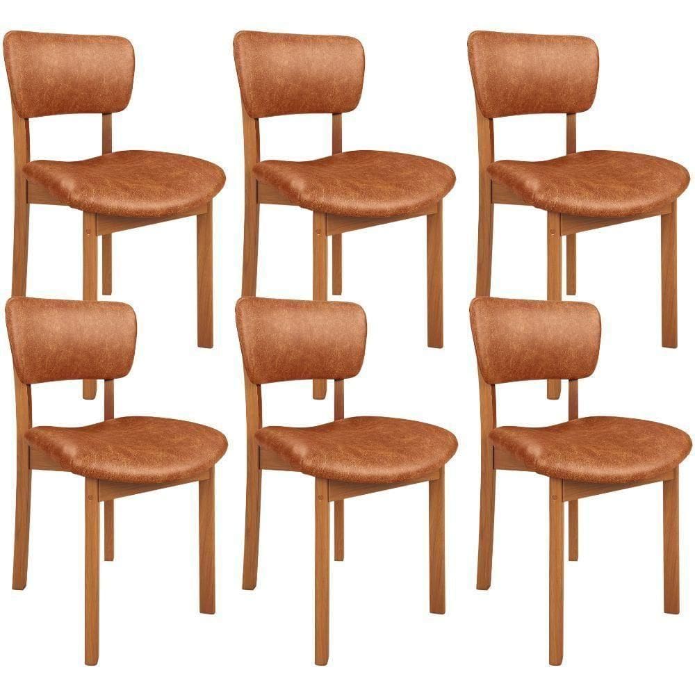 Kit 06 Cadeiras Para Sala De Jantar Cozinha Living Estofada Dara L02 Couríssimo Camel - Lyam Decor