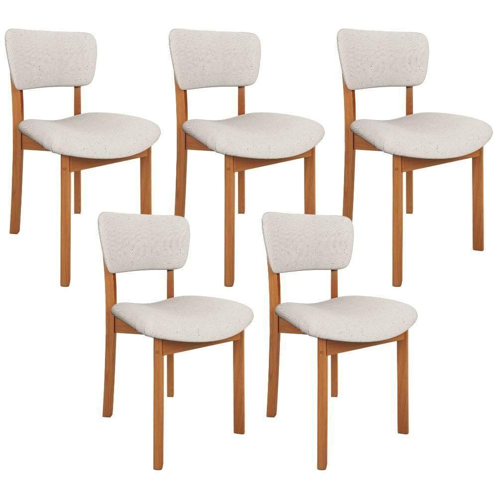 Kit 05 Cadeiras Para Sala De Jantar Cozinha Living Estofada Dara L02 Linho Cru - Lyam Decor