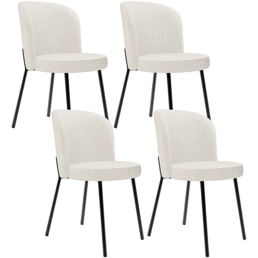 Kit 4 Cadeiras Sala De Jantar Estofada Gavi L02 Linho Bege - Lyam Decor