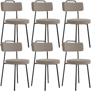 Kit 06 Cadeiras Decorativas Estofada Para Sala De Jantar Barcelona L02 Bouclê Bege - Lyam Decor