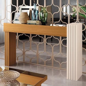 Aparador Com Espelho Riad Decorativo Sala De Estar Cinamomo/offWhite G26 - Gran Belo