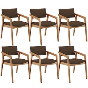 Kit 06 Cadeiras Para Sala De Jantar Estar Living Giorgia B04 Suede Marrom - Lyam Decor