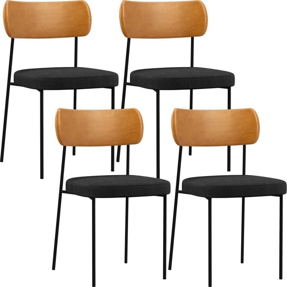 Kit 04 Cadeiras Para Sala De Jantar Melina L02 Whisky Chumbo