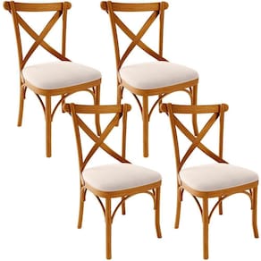 Kit 04 Cadeiras Para Sala De Jantar E Estar Living Estofada ávila L02 Suede Bege - Lyam
