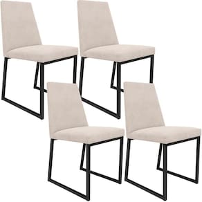 Kit 04 Cadeiras Sala De Jantar Preto L02 Suede Bege