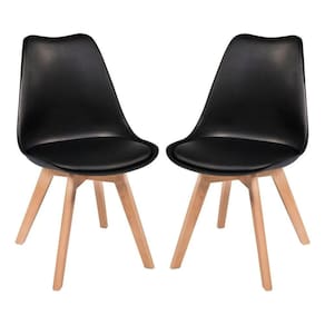 Kit C/2 Cadeiras Leda Charles Eames Saarienen Wood Preta