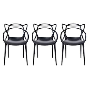 Kit Com 3 Cadeiras De Jantar Jardim Allegra - Preta
