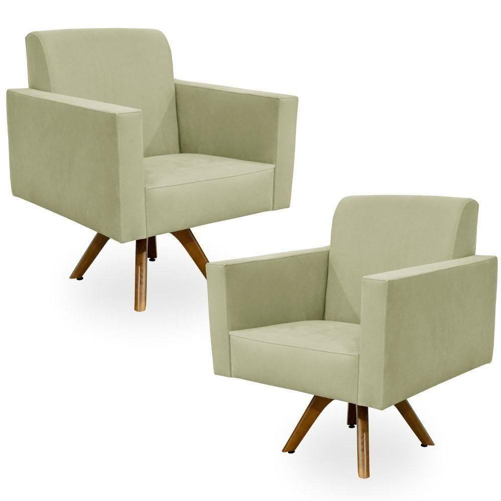 Kit 02 Poltronas Giratória Helô L02 Bege