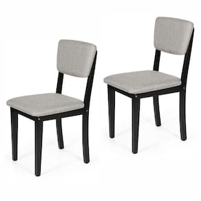 Conjunto 2 Cadeiras De Jantar Estofada Em Madeira Maciça Ella Preto/cinza Claro