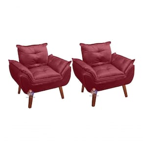 Kit 02 Poltrona Opala Bordô Vinho