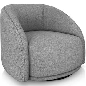 Poltrona Decorativa Giratória Angelina M03 Linho Cinza Escuro - Lyam Decor