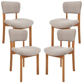 Kit 04 Cadeiras Para Sala De Jantar Cozinha Living Estofada Dara L02 Bouclê Creme - Lyam Decor