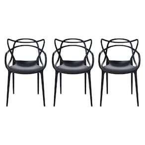 Kit Com 3 Cadeira Allegra Masters PolipropilenoPreta