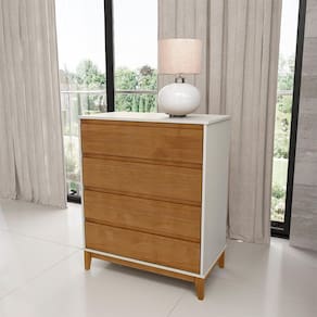 Cômoda Decorativa Every Madeira 4 Gavetas Offwhite/Freijó G74 - Gran Belo