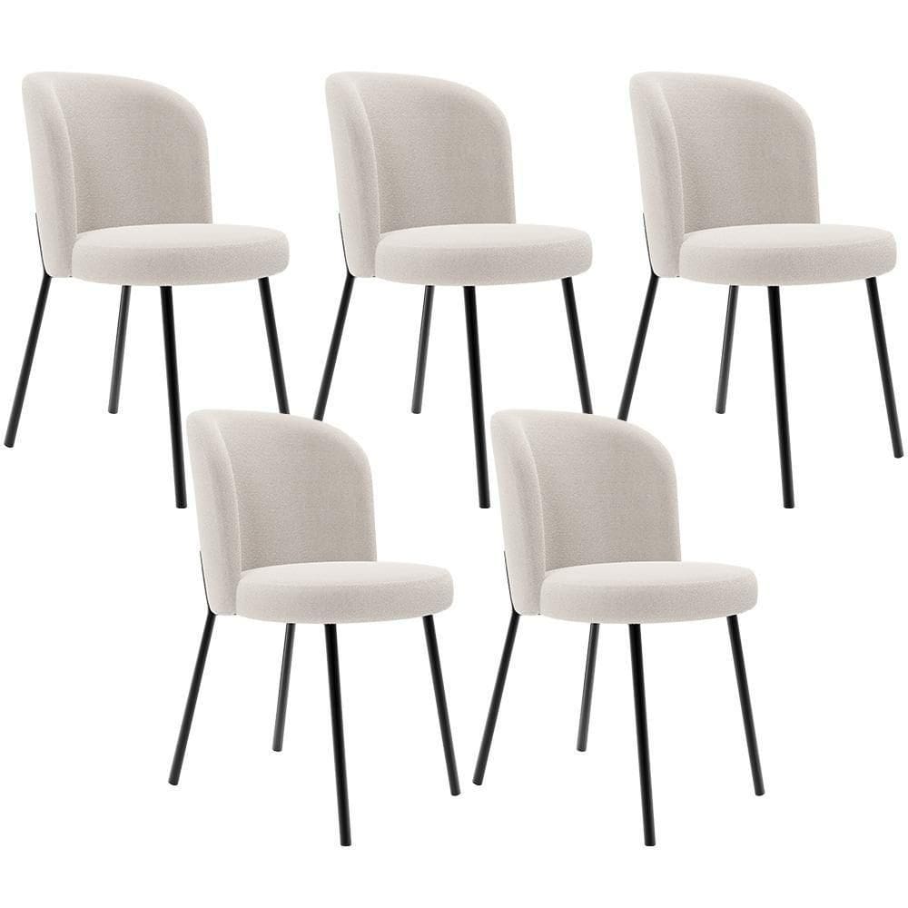 Kit 5 Cadeiras Sala De Jantar Estofada Gavi L02 Bouclê Cru - Lyam Decor
