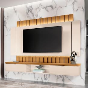 Painel Home Suspenso 2.2 Para Tv Até 70" Sala De Estar Shawn Off White/cinamomo G26 - Gran Belo