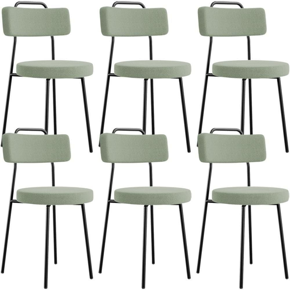 Kit 06 Cadeiras Decorativas Estofada Para Sala De Jantar Barcelona L02 Bouclê Oliva - Lyam Decor