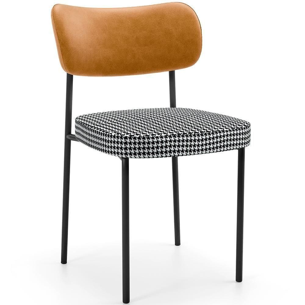 Cadeira Decorativa Estofada Para Sala De Jantar Melina L02 Couríssimo Whisky Pied Poule - Lyam Decor