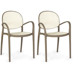 Kit 2 Cadeiras De Jantar Roma Com Braço Para Sala E Cozinha - Branco-cinza Escuro
