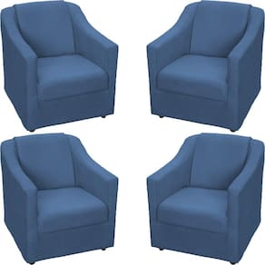 Kit 4 Poltronas Mila Pé De Plástico Cromado - Azul-marinho Suede