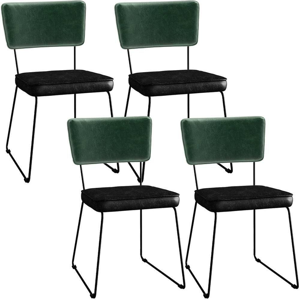 Kit 04 Cadeiras L02 Facto Verde Musgo Couríssimo Preto