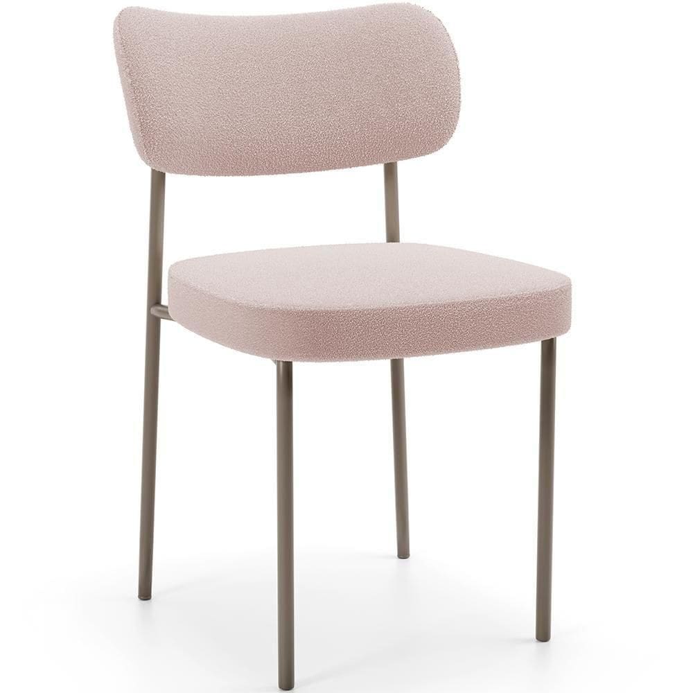 Cadeira Decorativa Sala De Jantar Melina Base Arena L02 Bouclê Rosê - Lyam Decor