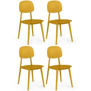Kit 4 Cadeiras Itália Para Sala/cozinha Em Polipropileno - Amarelo