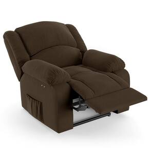 Poltrona Do Papai Reclinável Pietra Power Touch Usb Fh9 Veludo Marrom - Mpozenato